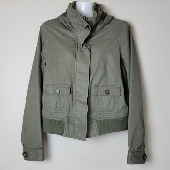 𝅺LOVE Tree Utility Style Hooded Jacket Army Green L - Picture 12 of 12